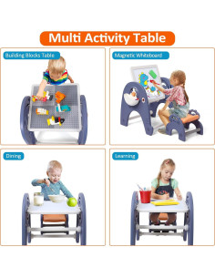 Conjunto de Mesa y Sillas para Niños GarveeHome 4 en 1 2