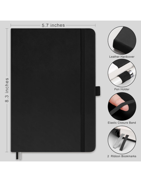 Cuaderno de Puntos RETTACY A5 Tapa Dura Cuero 192 Páginas