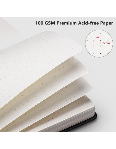 Cuaderno de Puntos RETTACY A5 Tapa Dura Cuero 192 Páginas