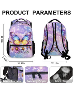 Mochila Escolar Niñas GIHSWE Mariposa 43.2 cm Ligera 2