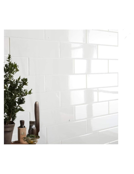 Azulejo Cerámico Subway Tenedos Blanco 30.48x7.62 cm Brillante - 50 Pcs