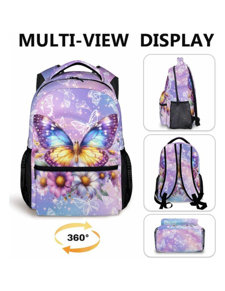 Mochila Escolar Niñas GIHSWE Mariposa 43.2 cm Ligera