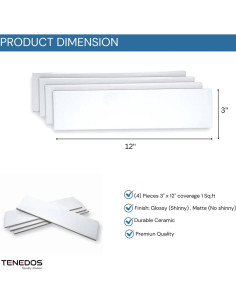 Azulejo Cerámico Subway Tenedos Blanco 30.48x7.62 cm Brillante - 50 Pcs 2