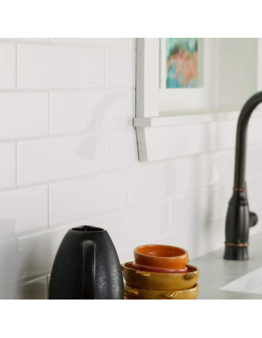 Azulejo Cerámico Subway Tenedos Blanco 30.48x7.62 cm Brillante - 50 Pcs