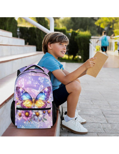 Mochila Escolar Niñas GIHSWE Mariposa 43.2 cm Ligera