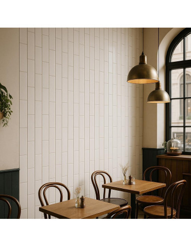 Azulejo Cerámico Subway Tenedos Blanco 30.48x7.62 cm Brillante - 50 Pcs