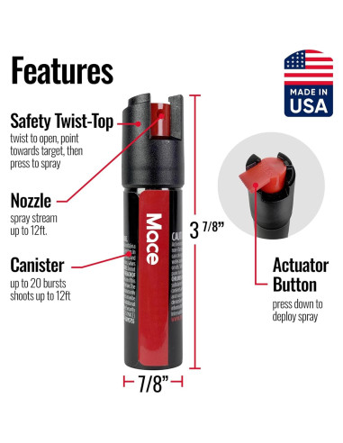 Spray de Pimienta Mace 18g - Defensa Personal con Tinte UV