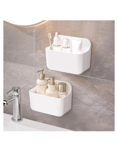 Estante de Ducha Adhesivo ANRUI 2 Piezas Blanco Sin Perforación