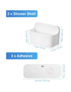 Estante de Ducha Adhesivo ANRUI 2 Piezas Blanco Sin Perforación 2