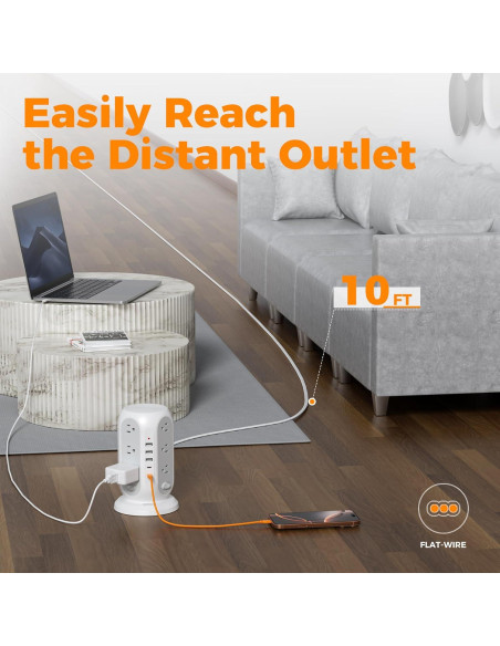 Regleta de Poder en Torre TESSAN 12 Salidas 5 USB Carga Rápida Regleta de Poder en Torre TESSAN 12 Salidas 5 USB Carga Rápida