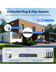 Sistema de Cámara de Seguridad Camcamp 5MP 4 Cámaras POE NVR 8CH 2