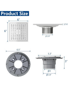 Desagüe de Ducha Cuadrado Neodrain 15.24 cm Acero Inoxidable 2