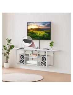 Soporte de TV flotante Fogein 120x30 cm con toma de corriente