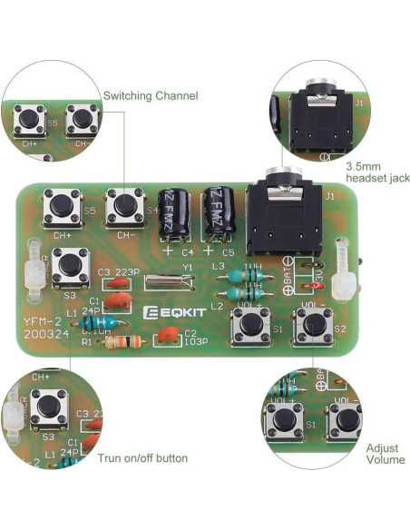 Kit de Radio FM DIY Icstation 76-108MHz 2 PCS Soldadura