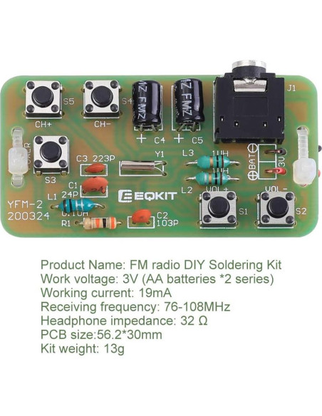 Kit de Radio FM DIY Icstation 76-108MHz 2 PCS Soldadura