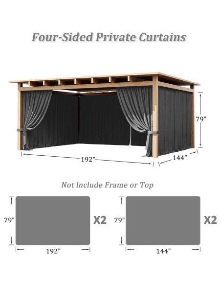 Cortina de Gazebo Tounosnt 4 Paneles Impermeable 3.66x4.88m