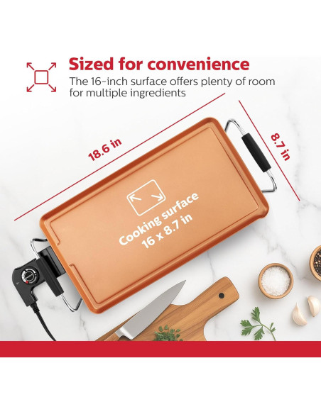 Plancha Eléctrica Holstein Housewares 40x51cm Antiadherente