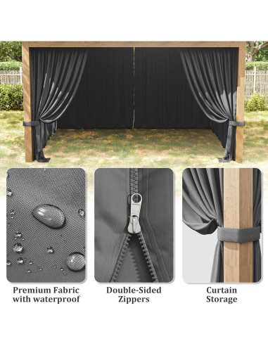 Cortina de Gazebo Tounosnt 4 Paneles Impermeable 3.66x4.88m