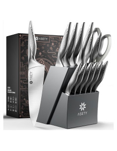 Juego de cuchillos de cocina ASETY 15 piezas acero inoxidable
