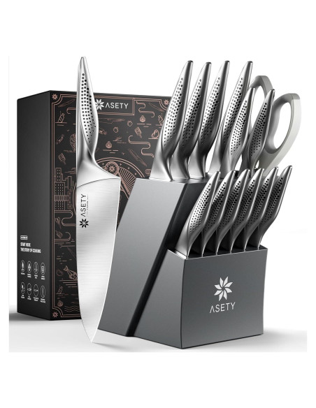 Juego de cuchillos de cocina ASETY 15 piezas acero inoxidable