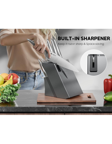 Juego de cuchillos de cocina ASETY 15 piezas acero inoxidable