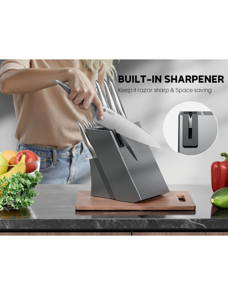 Juego de cuchillos de cocina ASETY 15 piezas acero inoxidable