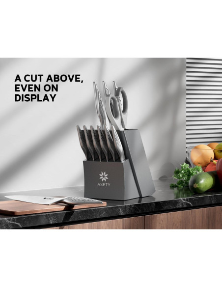 Juego de cuchillos de cocina ASETY 15 piezas acero inoxidable
