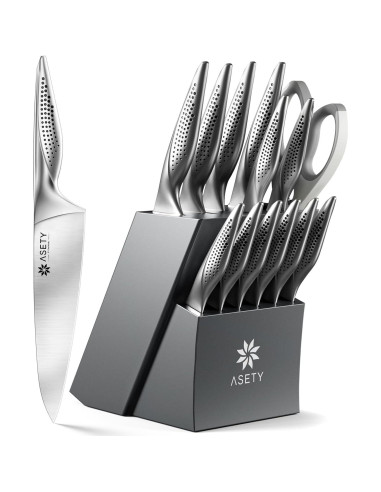 Juego de cuchillos de cocina ASETY 15 piezas acero inoxidable