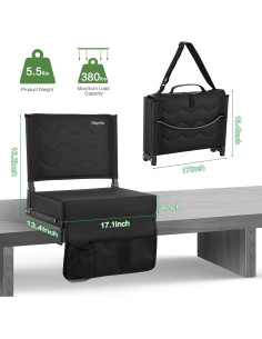 Silla Plegable de Grada Dicprms con Respaldo y Cojín Negro 2