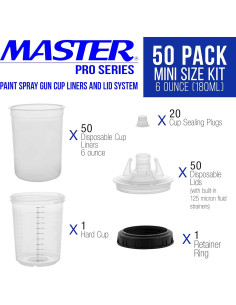 Kit de Forros y Tapas Desechables Master MPS 6 Onzas 50 Piezas 2