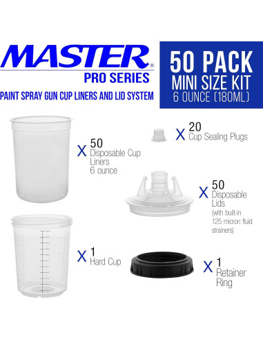 Kit de Forros y Tapas Desechables Master MPS 6 Onzas 50 Piezas