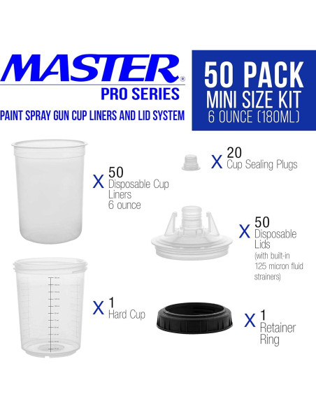 Kit de Forros y Tapas Desechables Master MPS 6 Onzas 50 Piezas