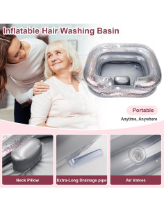 Bañera Inflable AirSwim para Lavado de Cabello Gris 2