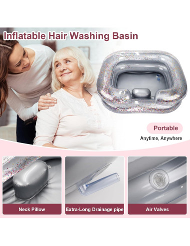 Bañera Inflable AirSwim para Lavado de Cabello Gris
