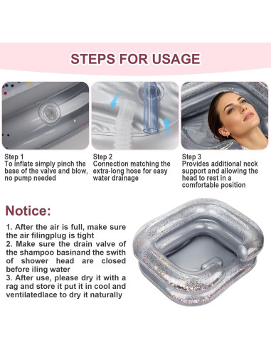Bañera Inflable AirSwim para Lavado de Cabello Gris
