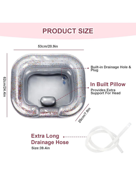 Bañera Inflable AirSwim para Lavado de Cabello Gris