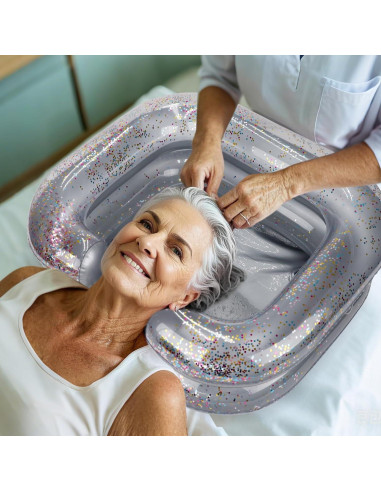 Bañera Inflable AirSwim para Lavado de Cabello Gris