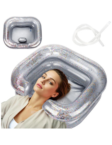 Bañera Inflable AirSwim para Lavado de Cabello Gris