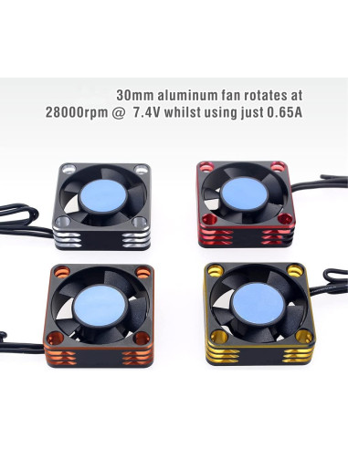 Ventilador de Enfriamiento RC KingVal 30x30mm 28000RPM Negro-Rojo