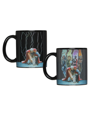 Taza de Café Cambiante Marvel Thor El Poderoso Vengador 396g