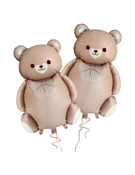 2 Globos de Oso Marrón 90 cm Aluminio para Baby Shower
