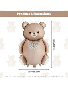 2 Globos de Oso Marrón 90 cm Aluminio para Baby Shower 2