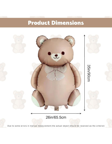 2 Globos de Oso Marrón 90 cm Aluminio para Baby Shower
