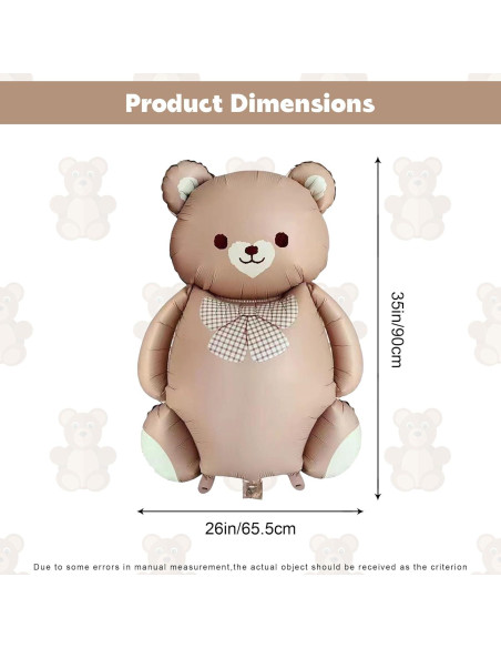 2 Globos de Oso Marrón 90 cm Aluminio para Baby Shower