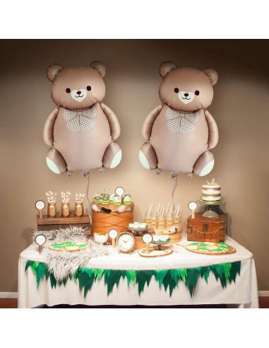 2 Globos de Oso Marrón 90 cm Aluminio para Baby Shower