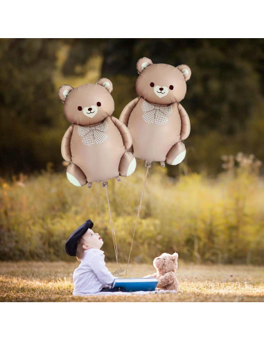2 Globos de Oso Marrón 90 cm Aluminio para Baby Shower