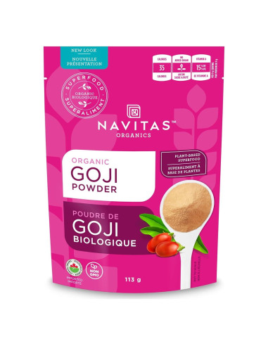 Polvo de Goji Orgánico Navitas 113.4g - Antioxidantes, 12 Porciones
