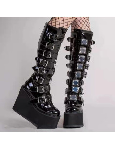 Botas de Plataforma Gruesa HINDOLA para Mujeres - Negro 11cm 2