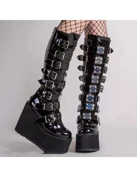 Botas de Plataforma Gruesa HINDOLA para Mujeres - Negro 11cm