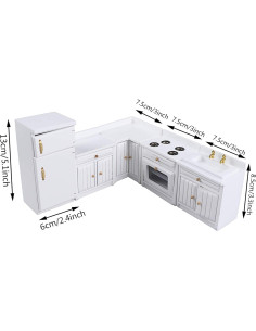 Kit de Muebles de Cocina para Casa de Muñecas Haomian 1:12 2